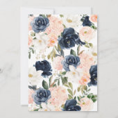 Lush Magnolia Rose Navy Blue & Blush Brautparty Einladung (Rückseite)
