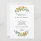 Lush Minimalist Floral Oval Effect Photo Funeral Einladung (Vorderseite)