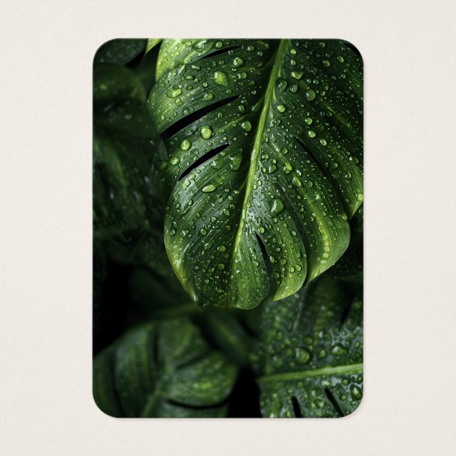 Lush Monstera Leaves with Morning Dew Drops (Vorderseite)
