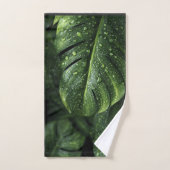 Lush Monstera Leaves with Morning Dew Drops Badhandtuch Set (Handtuch)