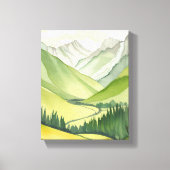 Lush Mountains | Grüne Wasserfarbenlandschaft Leinwanddruck (Vorderseite)