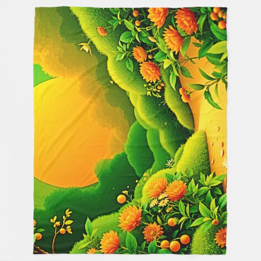 Lush Orange Garden Fleecedecke (Vorderseite)