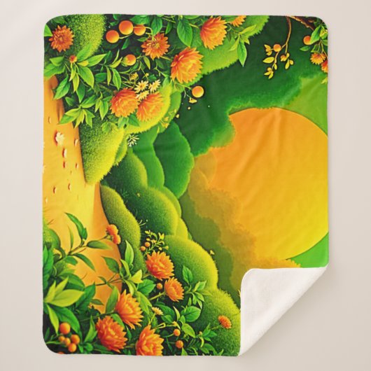 Lush Orange Garden Sherpadecke (Vorderseite)