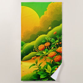 Lush Orange Garden Strandtuch