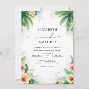 Lush Palm Foliage Arch Wedding Einladung