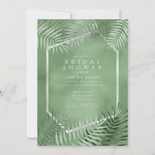 Lush Palm Leaf Brautparty Moss Green ID956 (Vorderseite)