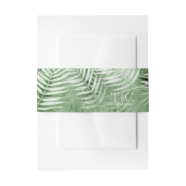 Lush Palm Leaf Hochzeitmuster Moss Green ID956 Einladungsbanderole
