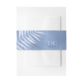 Lush Palm Leaf Wedding Blue ID956 Einladungsbanderole