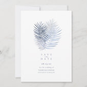 Lush Palm Leaf Wedding Blue ID956 Save The Date (Vorderseite)