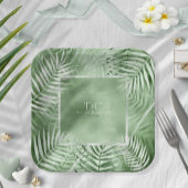 Lush Palm Leaf Wedding Frame Moss Green ID956 Pappteller