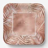 Lush Palm Leaf Wedding Frame Terra Cotta ID956 Pappteller (Vorderseite)