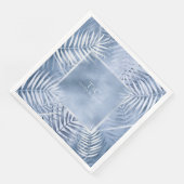 Lush Palm Leaf Wedding Frame Windsor Blue ID956 Serviette (Ecke)