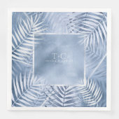 Lush Palm Leaf Wedding Frame Windsor Blue ID956 Serviette (Vorderseite)