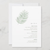 Lush Palm Leaf Wedding Menü Moss Green ID956 (Vorderseite)