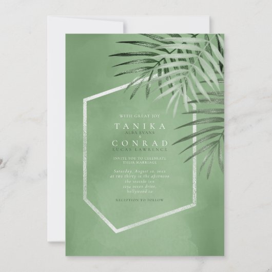 Lush Palm Leaf Wedding Moss Green ID956 (Vorderseite)