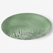 Lush Palm Leaf Wedding Moss Green V2 ID956 Pappteller (Schrägansicht)