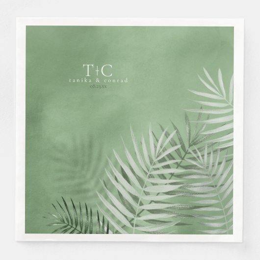 Lush Palm Leaf Wedding Moss Green V2 ID956 Serviette (Vorderseite)