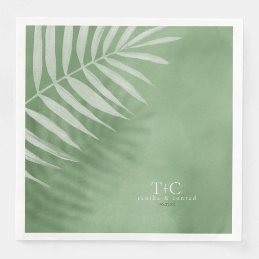 Lush Palm Leaf Wedding Moss Green V3 ID956 Serviette (Vorderseite)