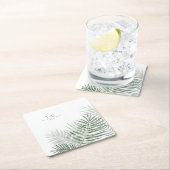 Lush Palm Leaf Wedding Moss Green/Wht ID956 Rechteckiger Pappuntersetzer (Vor Ort)