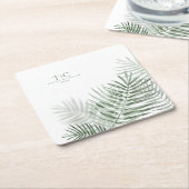Lush Palm Leaf Wedding Moss Green/Wht ID956 Rechteckiger Pappuntersetzer (angewinkelt)