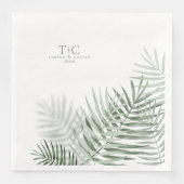 Lush Palm Leaf Wedding Moss Green/Wht ID956 Serviette (Vorderseite)