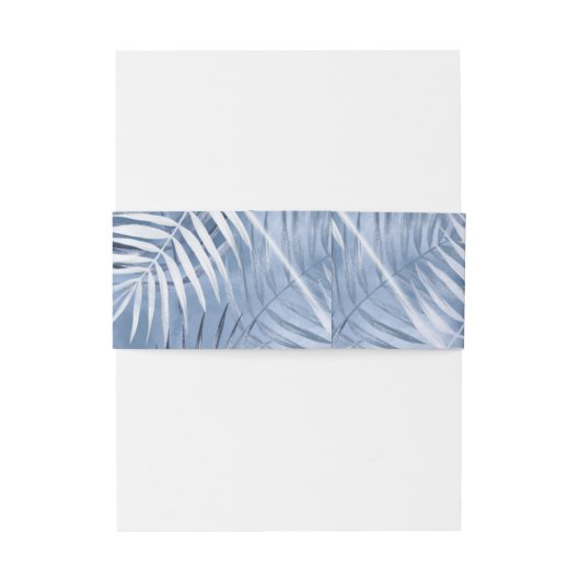 Lush Palm Leaf Wedding Pattern Blue ID956 Einladungsbanderole (Rückseitenbeispiel)
