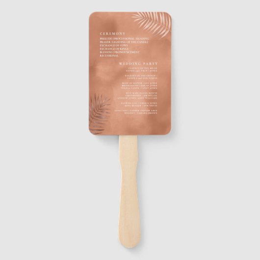 Lush Palm Leaf Wedding Program Terra Cotta ID956 Fächer (Rückseite)