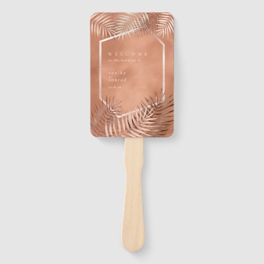 Lush Palm Leaf Wedding Program Terra Cotta ID956 Fächer (Vorderseite)