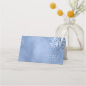 Lush Palm Leaf Wedding Table No. Blue ID956 Platzkarte (Rückseite)