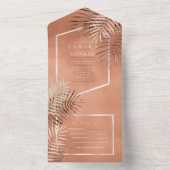 Lush Palm Leaf Wedding Terra Cotta ID956 All In One Einladung (Innen Boden)