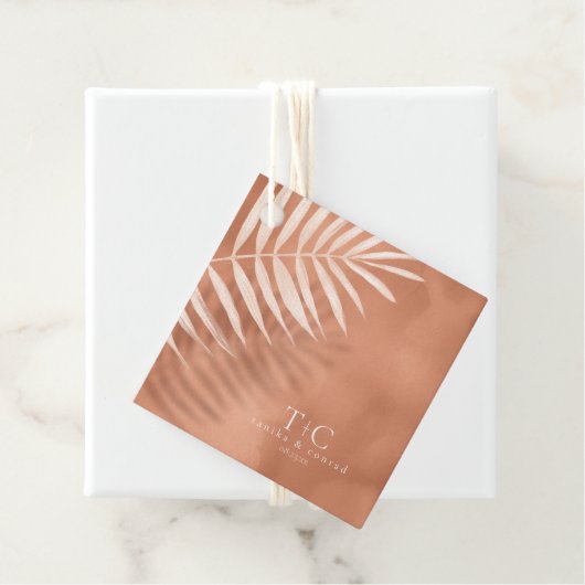 Lush Palm Leaf Wedding Terra Cotta ID956 Geschenkanhänger (Beispiel)
