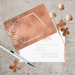 Lush Palm Leaf Wedding Terra Cotta ID956 RSVP Karte