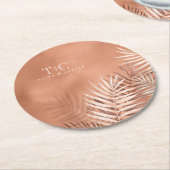 Lush Palm Leaf Wedding Terra Cotta ID956 Runder Pappuntersetzer (Angewinkelt)