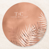 Lush Palm Leaf Wedding Terra Cotta ID956 Runder Pappuntersetzer (Vorderseite)