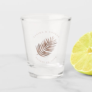Lush Palm Leaf Wedding Terra Cotta ID956 Schnapsglas