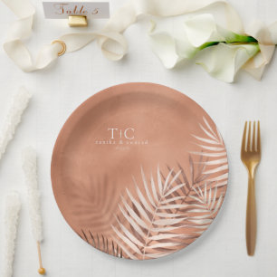 Lush Palm Leaf Wedding Terra Cotta V2 ID956 Pappteller