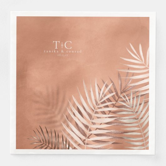 Lush Palm Leaf Wedding Terra Cotta V2 ID956 Serviette (Vorderseite)