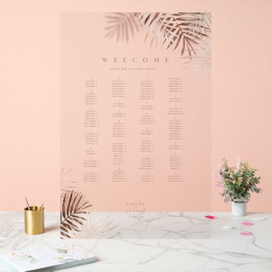 Lush Palm Leaf Wedding Terra Cotta/W ID956 Acrylschild (Hochzeit)