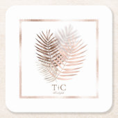 Lush Palm Leaf Wedding Terra Cotta/White ID956 Rechteckiger Pappuntersetzer (Vorderseite)