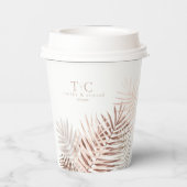 Lush Palm Leaf Wedding Terra Cotta/Wht ID956 Pappbecher (Rückseite)