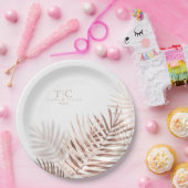 Lush Palm Leaf Wedding Terra Cotta/Wht ID956 Pappteller (Party)