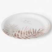 Lush Palm Leaf Wedding Terra Cotta/Wht ID956 Pappteller (Schrägansicht)