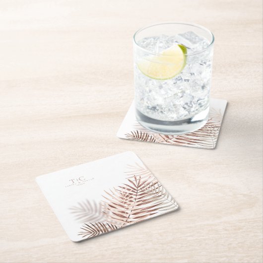 Lush Palm Leaf Wedding Terra Cotta/Wht ID956 Rechteckiger Pappuntersetzer (Vor Ort)