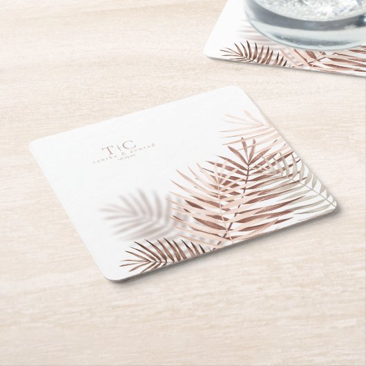 Lush Palm Leaf Wedding Terra Cotta/Wht ID956 Rechteckiger Pappuntersetzer (angewinkelt)