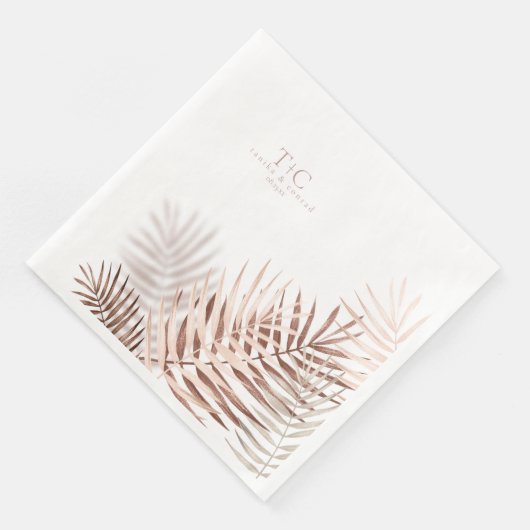 Lush Palm Leaf Wedding Terra Cotta/Wht ID956 Serviette (Ecke)