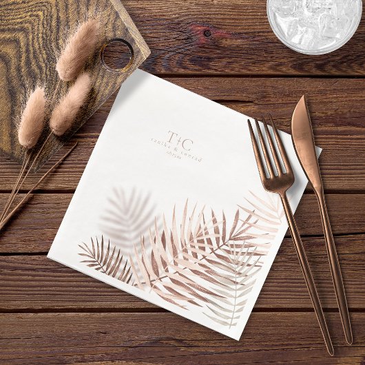 Lush Palm Leaf Wedding Terra Cotta/Wht ID956 Serviette