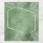 Lush Palm Leaf Wedding Welcome Moss Green ID956 Weinetikett (Einzelnes Label)