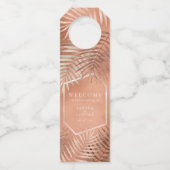 Lush Palm Leaf Wedding Welcome Terra Cotta ID956 Flaschenanhänger (Vorderseite)