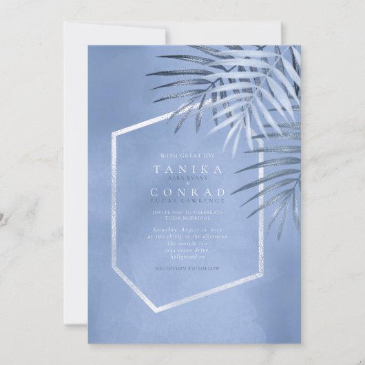 Lush Palm Leaf Wedding Windsor Blue ID956 (Vorderseite)