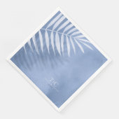 Lush Palm Leaf Wedding Windsor Blue V3 ID956 Serviette (Ecke)